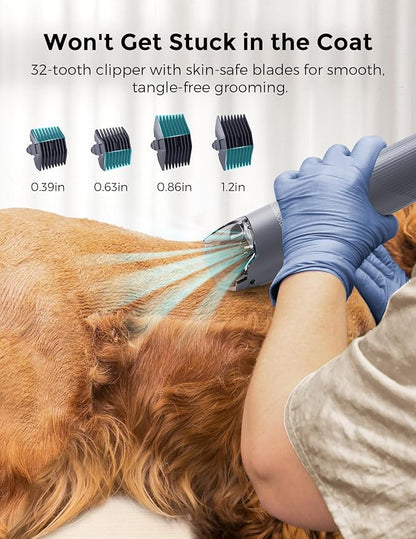 Dog Grooming Kit, FurEase Dog Grooming Vacuum with Dog Clippers, 13000Pa Powerful Pet Grooming Vacuum with 5 Pet Grooming Tools, 2.8L Dust Cup, Dog Vacuum for Shedding Grooming