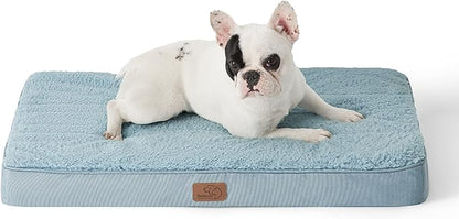 Bedsure Medium Dog Bed for Medium Dogs - Orthopedic Waterproof Dog Beds with Removable Washable Cover, Egg Crate Foam Pet Bed Mat, Suitable for Dogs Up to 50 lbs, Light Blue
