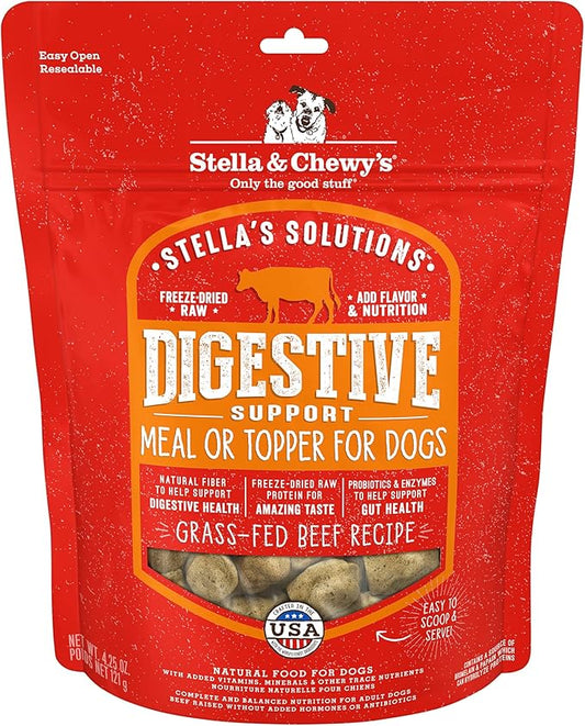 Stella & Chewy's – Stella’s Solutions Digestive Boost – Grass-Fed Beef Dinner Morsels – Freeze-Dried Raw, Protein Rich, Grain Free Dog Food – 4.25 oz Bag