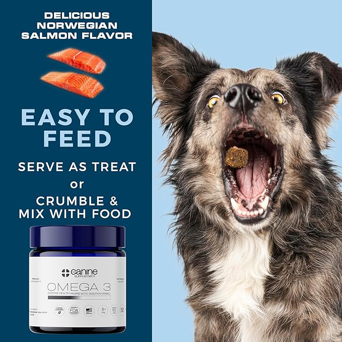 Omega 3 for Dogs – Wild-Caught Norwegian Salmon Oil – Soft Chews for Skin, Coat, Joints & Heart – Natural EPA & DHA – Peanut Flavor – 90 Count