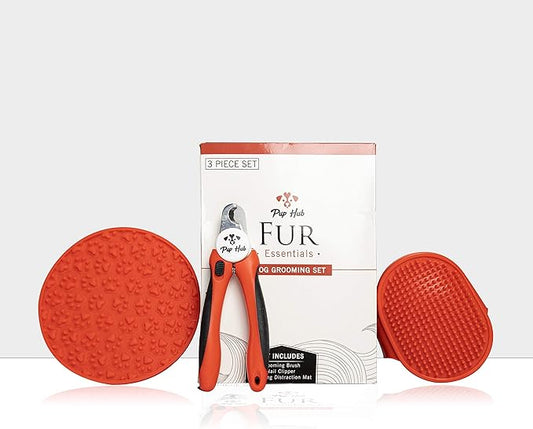 Dog Nail Clipper, Nail Trimmer/Dog Licking Mat, Distraction Device/Dog Bathing Brush, Soothing Massager - Dog Grooming Set for Excited and Anxious Dogs Bath Time