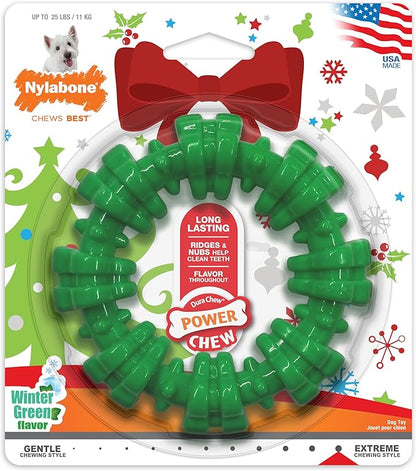 Nylabone Power Chew Textured Ring Dog Toy, Dog Chew Toys for Aggressive Chewers, Winter Green Flavor, Small/Regular - Up to 25 lbs. (1 Count)
