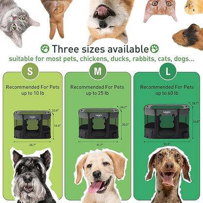 Love's cabin Pet Puppy Dog Playpen, Large Dog Tent Crates Cage Indoor/Outdoor, Portable Exercise Playpen for Cat, Foldable Pop Up Kennel with Carring Case (L, Grey)