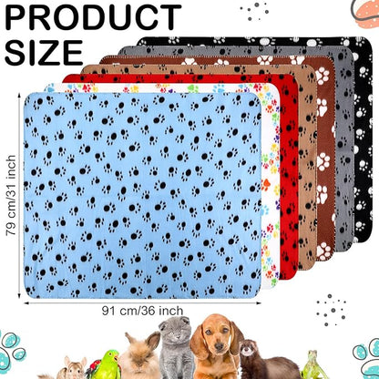 Tegeme 12 Pieces Fleece Blankets for Pets Dog Puppy Paw Print Cat Bedding Cover Blanket for Small Animals Pig Cage Liner Sleep Mat Pad Kitten Soft Warm(Cute Style,31 x 36 Inches)