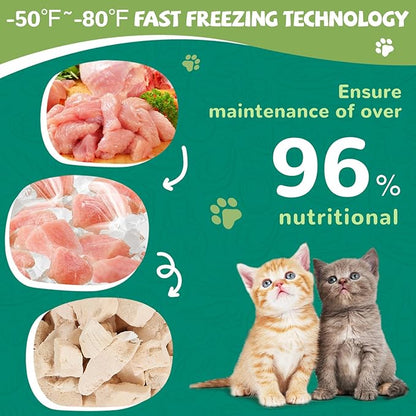 Freeze Dried Cat Treats, Raw Chicken Food for Dogs Cats, Single Ingredient, High Protein Natural Healthy Topper, 3.8 oz