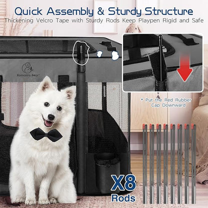 40x32x24 Inches Dog Playpen,Pet Playpen,Foldable Puppy Cat Playpen,Portable Exercise Kennel Tent Crate,Water-Resistant Breathable Shade Cover,Indoor Outdoor Travel Camping Use for Small Animals(L)