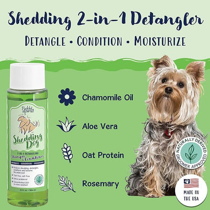 Bobbi Panter 2-in-1 Deshedding Dog Shampoo and Conditioner for Detangles & Shedding Control - Natural Ingredients, Tear-Free, Salt-Free, pH-Balanced, 20:1 Concentrated, Pear Scented, 13 oz.