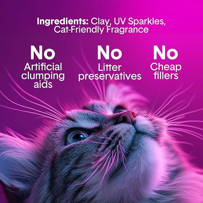 Boxie Glo Clumping Clay 30 Day Odor Control Cat Litter, 99.9% Dust-Free, Low Tracking, UV Light Attractant, 40 lb