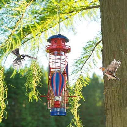 Solar Bird Feeder for Outdoors Hanging, Squirrel Proof Bird Feeder, Metal Waterproof Wild Bird Feeders,Cardinals Feeders, Gifts for Bird Lovers, Garden Decoration