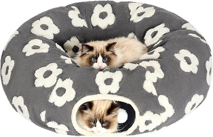 Pesen Cat Tunnel Bed with Soft Cushion, Cat Toys for Indoor Cats Enhance Bonding Between Pets and Owners, Encourage Exploration, and Satisfy Natural Instincts for Kittens, Dogs, and Rabbits