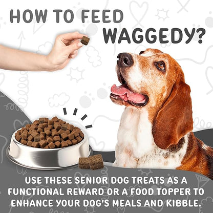 waggedy Daily Essentials Senior Soft Chews with Glucosamine — Pet Supplies for Digestion and Joint Health — Dog Multivitamin Treats for Overall Defense — Dog Vitamins and Supplements (60 Chews)