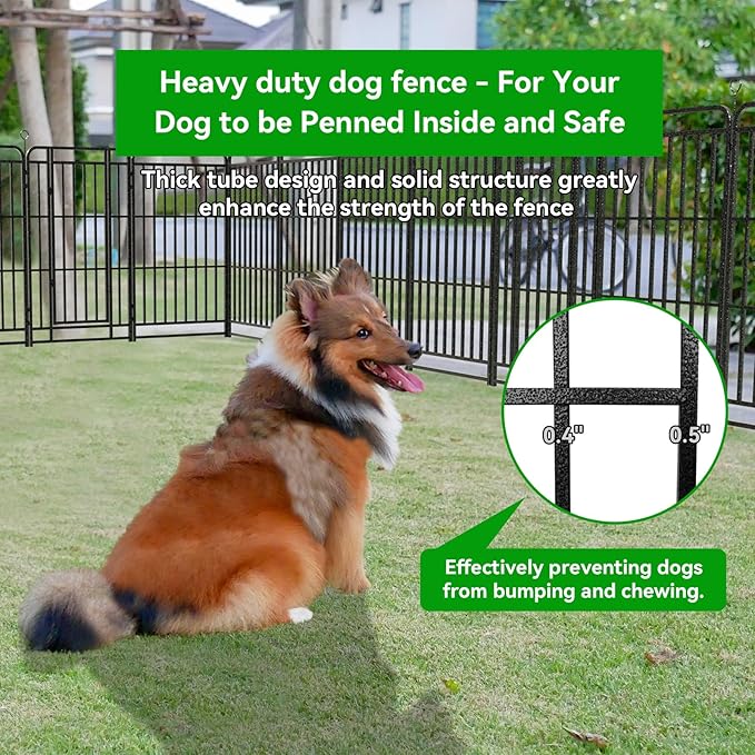 Dog Playpen Outdoor 32 Panels Heavy Duty Dog Fence 47" Height with Thick Pipe Anti-Rust with Doors Portable for RV Camping Yard, Total 72FT, 412 Sq.ft, Snowy Black