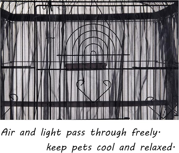 Tamu style Bird Cage Seed Catcher, Large, Stretchy Form Fitting Mesh Skirt Cover for Parrot Enclosures, Light and Breathable Fabric, Prevent Scatter and Mess, Reusable,Adjustable, Lightweight,Black