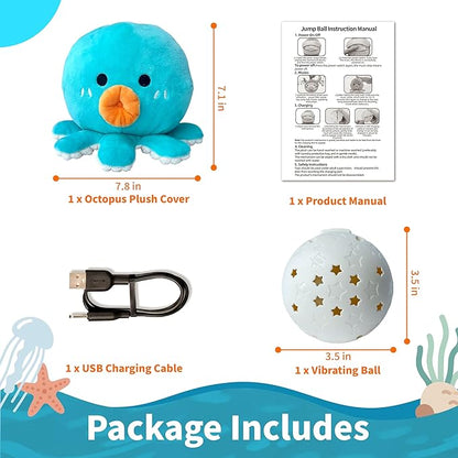 Interactive Dog Toys, Moving Squeaky Dog Toy Ball, Rechargeable Bouncing Rolling Puppy Ball Toy with Jumping Music Talking Mode for Puppy Small Medium Dogs to Keep Them Busy (Octopus)