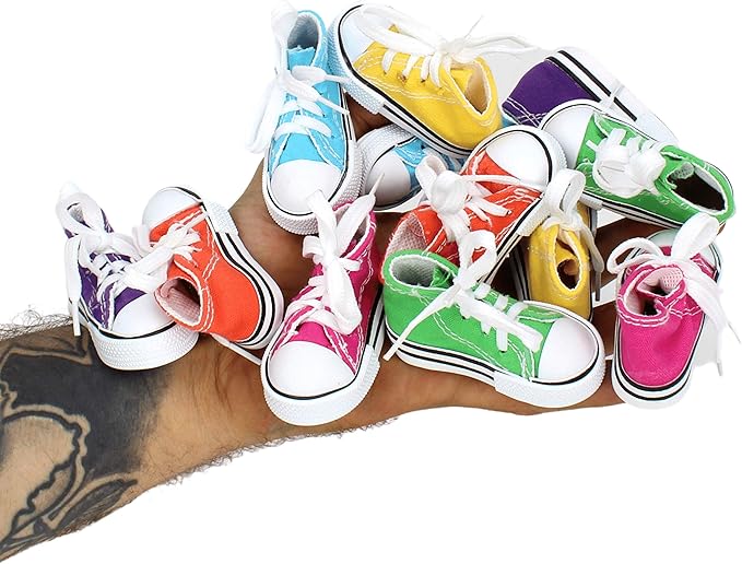 Bonka Bird Toys Pk12 Mini Sneakers 3" Long by 1.50" High by 1.25" Wide Parrot Foot Talon Cage Toy, Senegal, Ringneck, Pionus, and Similar