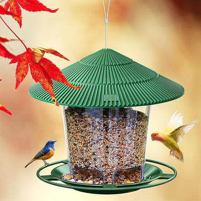 Bird Feeder Outdoor Hanging for Wild Bird Seed, Green