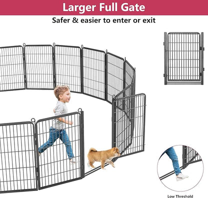 Dog Playpen with Extra Large Door Dog Fence Outdoor for Yard Indoor Dog Pen 32inch 24 Panels Dog Pens Outside Anti-Rust Pet Fence Portable Dog Fence for RV Camping Yard