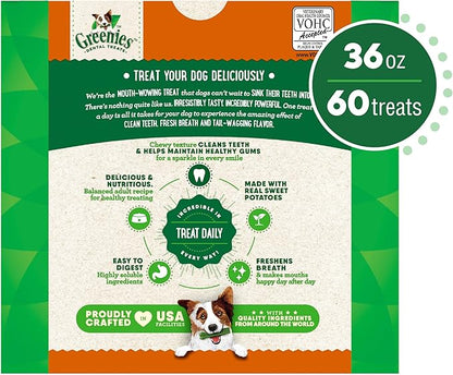 Greenies Petite Dental Dog Treats, Sweet Potato Flavor, 36 oz. Pack (60 Treats)