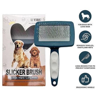 YIRU Doodle Poodle Brush for Grooming,Large Slicker Dog Brush for Long/Curly Haired Dogs,Removing Loose Hair,Undercoat