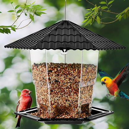 Bird Feeders for Outdoors Hanging Birds Feeder Wild Birds Seed, Black 2 Pack B