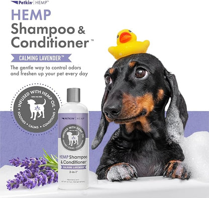 Petkin Hemp Shampoo & Conditioner for Dogs and Cats  with Hemp Oil & Calming Lavender Extract, 16 fl oz  Soothes, Calms & Conditions, Keeps Pet Smelling Great  for Home and Travel