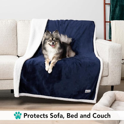 PetAmi Dog Blanket for Medium Large Dogs, Pet Bed Blanket Cat Puppy Kitten, Fleece Furniture Couch Cover Protector Sofa Car, Soft Sherpa Dog Throw Plush Reversible Washable, 40x60 Blue