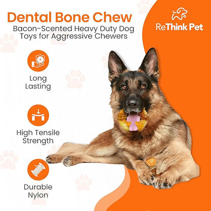 Dental Munch Ring Pet Toy, Bacon-Scented Nylon Dog Bones, Savor-Stimulating Flavored Dog Chew Toys, Long-Lasting and Durable Dog Toys for Boredom