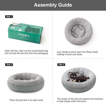 Love's cabin Round Donut Cat and Dog Cushion Bed, 25in Pet Bed for Small or Medium Dogs, Anti-Slip & Water-Resistant Bottom, Soft Durable Fabric Pet Beds, Washable Calming Cat Bed Stripe