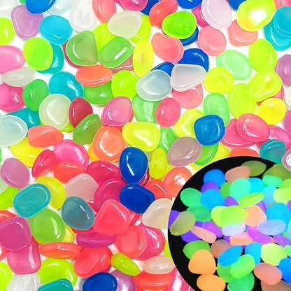 Glow in The Dark Fish Tank Rocks,Glowing Rocks Stones Resin Glow in Dark Pebbles for Outdoor Garden, Fish Tank, Aquarium, Landscaping,Driveway Decoration,Multi 11 oz