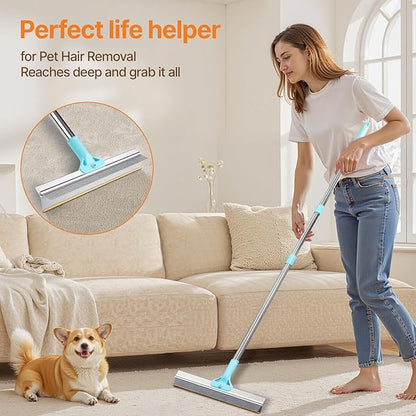 2 in 1 Carpet Rake for Pet Hair Removal, Reusable Pet Hair Remover, 54 Adjustable Long Handle Cat Dog Carpet Rake Scraper, Dog Hair Rake Brush for Rugs, Mats, Couch, Furniture