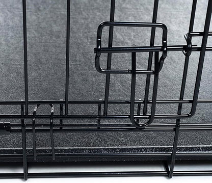 36-inch Dog Crate - Double Door Pet Kennel with Divider Panel - Foldable Dog Cage with Carry Handle for Portability and Storage by PETMAKER (Black)