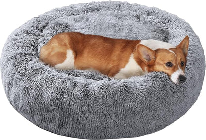 JOLLYVOGUE Dog Beds, Calming Small Dog Bed, Anti-Anxiety Dog Bed for Small Dogs, Fluffy Donut Dog Bed, Cozy Dog Cat Cushion Bed for Small Medium Dogs and Cats (20")