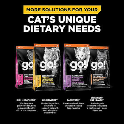 Go! Solutions Weight Management + Joint Care, Grain-Free Dry Cat Food, Chicken Recipe, 8 lb Bag