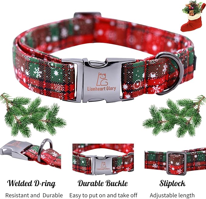 Lionheart glory Christmas Plaid Dog Collar, Dogs Collar Adjustable Soft and Comfortable Dog Collars for Small Dogs Girl or Boy Pet Gift Fall Collar Dog Collar