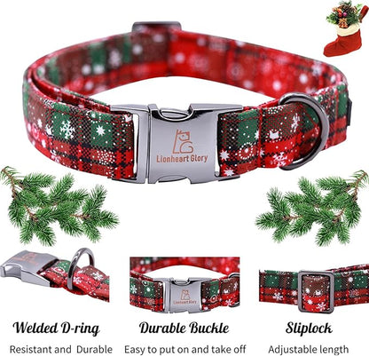 Lionheart glory Christmas Plaid Dog Collar, Dogs Collar Adjustable Soft and Comfortable Dog Collars for Small Dogs Girl or Boy Pet Gift Fall Collar Dog Collar