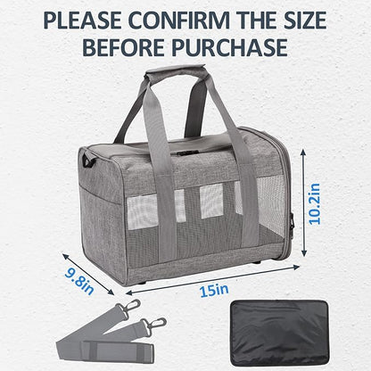 kathson Small Animal Carrier Bag, Guinea Pig Rabbit Travel Carrier Breathable Mesh Window Pet Portable Hand Bag for Hamster Bird Bunny Bearded Dragon Kitty and Etc (Grey)