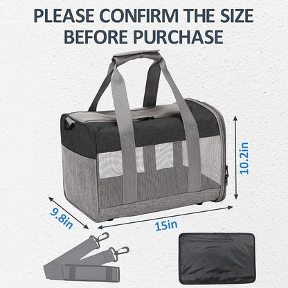 kathson Small Animal Carrier Bag, Guinea Pig Rabbit Travel Carrier Breathable Mesh Window Pet Portable Hand Bag for Hamster Bird Bunny Bearded Dragon Kitty and Etc (Grey with Black)