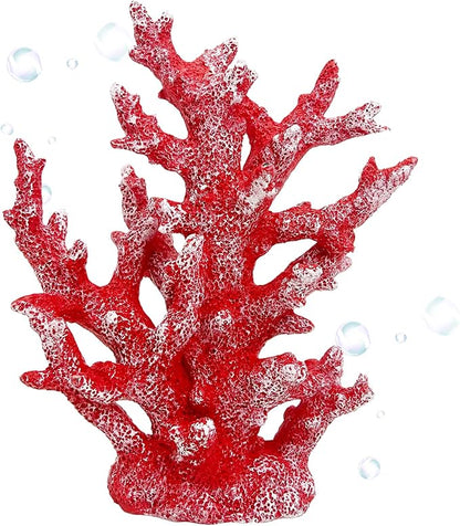 PINVNBY Aquarium Coral Decorations Artificial Coral Reef Decor Resin Fish Tank Plants Ornament Fish Tank Accessories for Aquarium Landscape (Red)