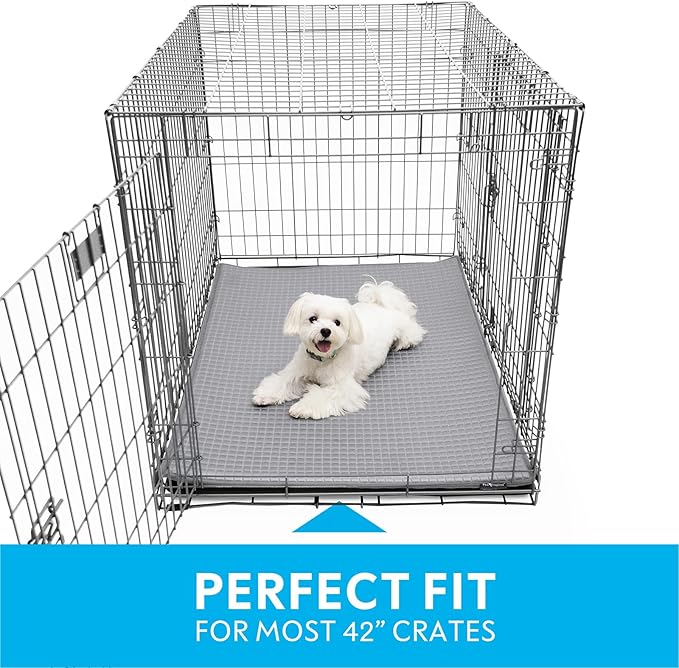 Paw Inspired Cooling Orthopedic Crate Pad for Dogs, Washable Memory Foam Dog Cooling Mat (41x28 Inch Large Size for 42 Inch Kennel, Gray)