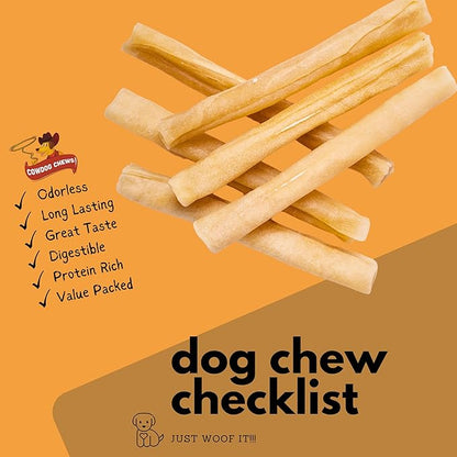 Collagen Sticks 12" (10 Pack) - Odor-Free, All Natural Collagen Dog Chews for Healthy Joints, Skin & Coat. Best Rawhide and Bully Stick Alternative Filled with Collagen Goodness.