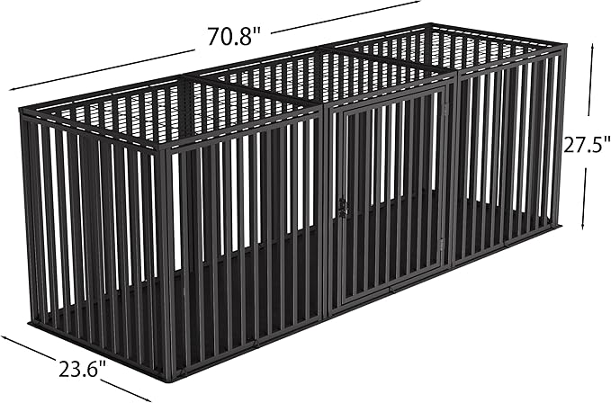 70" L x 28" H Extra Long Steel Tube Dog Crate with Mat Base, Heavy Duty Dog Crates for Large Dogs, Big Dog Cage, Dog Kennel, Puppy Dog Playpen with Top, Pet Cage, Indoor Outdoor, XXL2