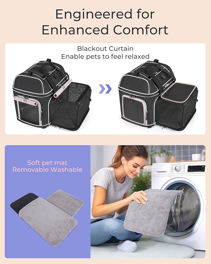 Expandable Pet Carrier: NOBLE DUCK Soft-Sided Cat Dog Carrier Airline Approved Small Medium Large Cats Dogs Portable Travel Carrier Up to 25 Lbs Black