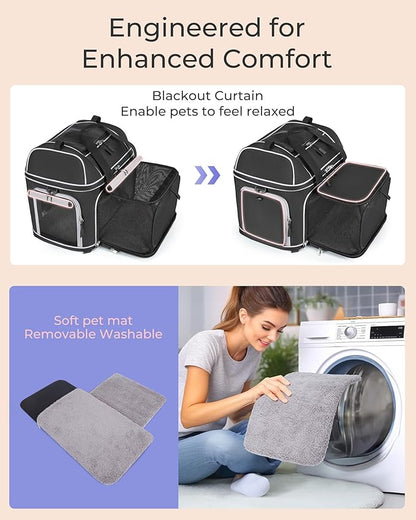 Expandable Pet Carrier: NOBLE DUCK Soft-Sided Cat Dog Carrier Airline Approved Small Medium Large Cats Dogs Portable Travel Carrier Up to 25 Lbs Black