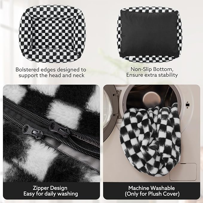 JOEJOY Large Dog Beds Large Sized Dog, Rectangle Washable Orthopedic Corduroy Fleece Pet Bed with Removable Zipper Cover, Cute Soft Calming Puppy Bed with Non Skid Bottom