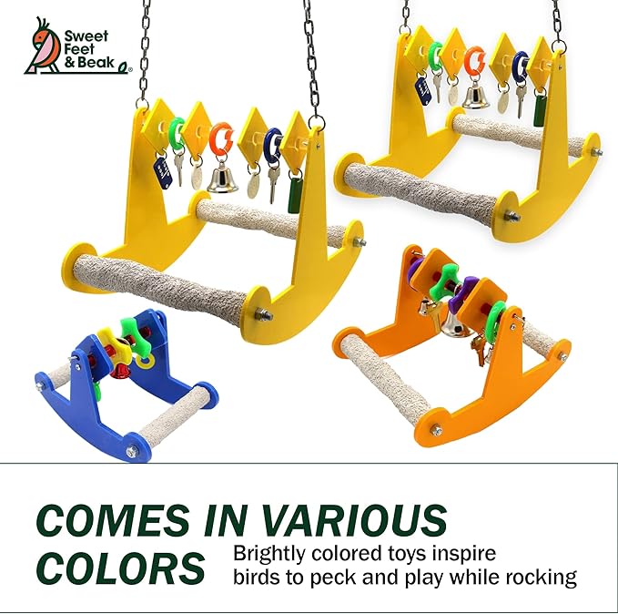 Sweet Feet & Beak Tweeter Totter Rocker - Perfect Cage Toy Stimulates Visual and Physical Activity - Safe, Non-Toxic, Cage Accessories for Birds