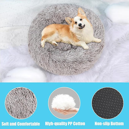 HYQ Small Dog Bed, Pet Beds for Small Dogs, Cat Beds for Indoor Cats, Fluffy Faux Fur Plush Small Dog Bed, Washable Puppy Bed with Anti-Slip Bottom, Dog Bed Small Size Dog (Coffee, 20 Inch)