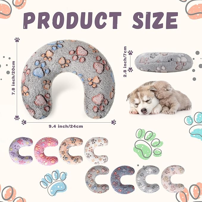 Suzile 8 Pcs Pillow for Cats Dog Neck Pillows Puppy Cat Bed Soft Pillow Fluffy Pet Calming Pillow Half Donut U Shaped Pet Neck Pillow Training Pillow Joint Relief Cervical Protection(Medium)