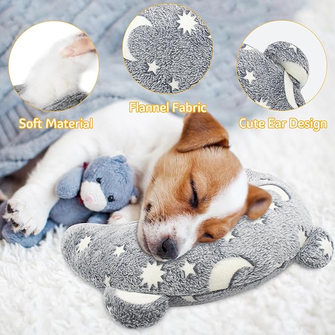 Dog Calming Pillow Dog Pillow, Soft Dog Neck Pillow Glow in The Dark Anxiety Relief U-Shaped Pet Pillow for Dogs Sleep, Pet Calming Toy Dog Bed Pillow for Joint Relief Sleeping Improve