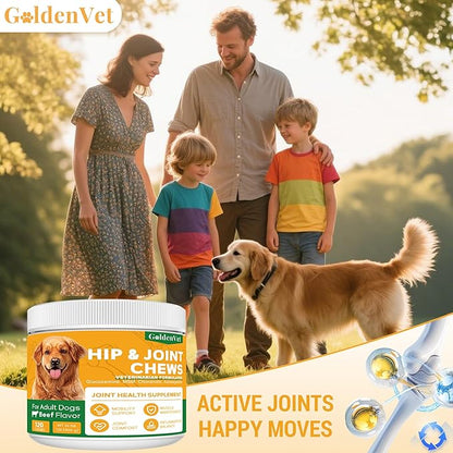 Hip and Joint Chews for Senior Dogs with Glucosamine HCL, Chondroitin, Green-lipped Mussel, Ashwagandha for Anti Inflammatory, Mobility Support, Muscle Maintenance, Joint Comfort 120 Ct