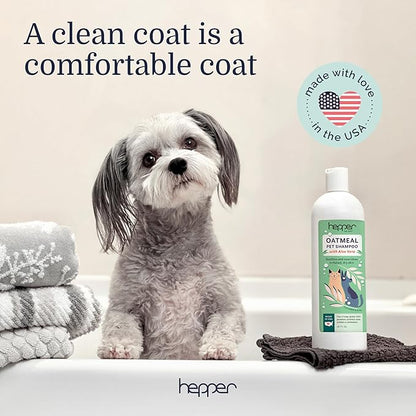 Hepper Oatmeal Shampoo for Dogs, Cats and Other Pets - All Natural Pet Shampoo: No Dog Soap, Cat Soap or Pet Soap - Dog Shampoo Sensitive Skin, Dog Dry Skin, Dog Itchy Skin Treatment -Cucumber & Aloe